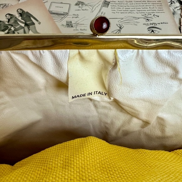 NEW Vintage Made in Italy Yellow Gathered Woven Clutch Shoulder Bag - Picture 10 of 13